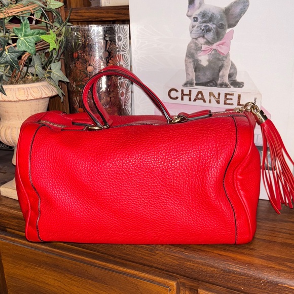 Gucci Red Pebbled Leather Soho Boston Bag, with COA CARD - Picture 1 of 12